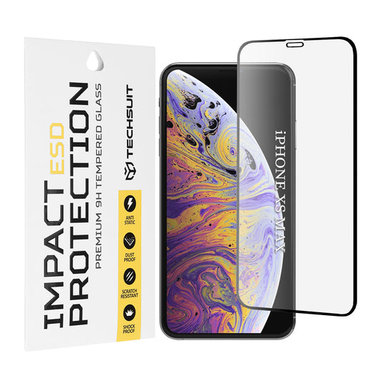 Zaštitna folija za ekran Techsuit za Apple iPhone 11 Pro Max / XS Max, Kaljeno staklo, Full Glue, Crna