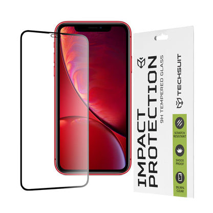 Zaštitna folija za ekran Techsuit za Apple iPhone 11 / XR, Kaljeno staklo, Full Glue, 111D, Crna