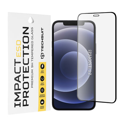 Zaštitna folija za ekran Techsuit za Apple iPhone 12 / 12 Pro, Kaljeno staklo, Full Glue, Crna