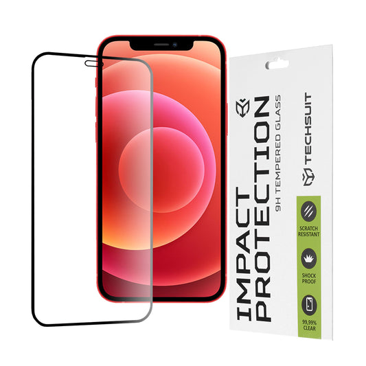 Zaštitna folija za ekran Techsuit za Apple iPhone 12 mini, Kaljeno staklo, Full Glue, 111D, Crna