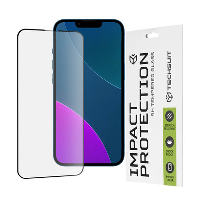 Zaštitna folija za ekran Techsuit za Apple iPhone 13 mini, Kaljeno staklo, Full Glue, 111D, Crna