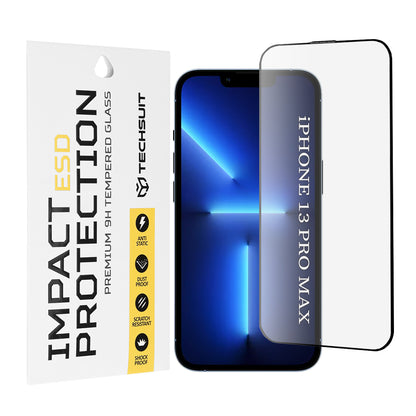 Zaštitna folija za ekran Techsuit za Apple iPhone 13 Pro Max, Kaljeno staklo, Full Glue, Crna