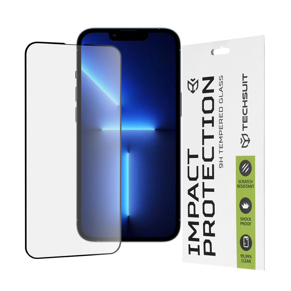 Zaštitna folija za ekran Techsuit za Apple iPhone 14 Plus / 13 Pro Max, Kaljeno staklo, Full Glue, 111D, Crna