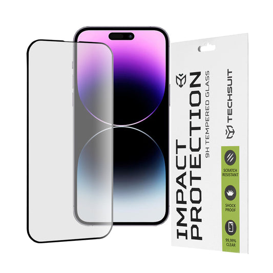 Zaštitna folija za ekran Techsuit za Apple iPhone 14 Pro Max, Kaljeno staklo, Full Glue, 111D, Crna