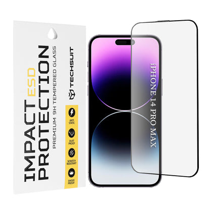 Zaštitna folija za ekran Techsuit za Apple iPhone 14 Pro Max, Kaljeno staklo, Full Glue, Crna
