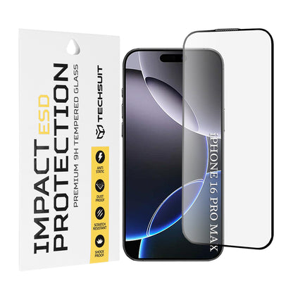 Zaštitna folija za ekran Techsuit za Apple iPhone 16 Pro Max, Kaljeno staklo, Full Glue, Crna