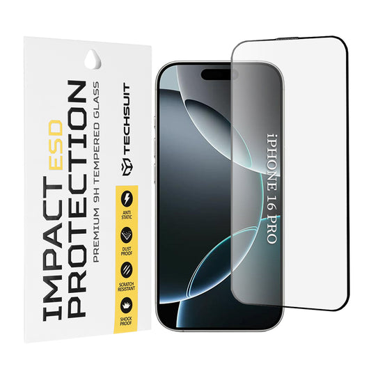 Zaštitna folija za ekran Techsuit za Apple iPhone 16 Pro, Kaljeno staklo, Full Glue, Crna