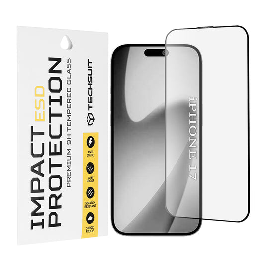 Folija za zaštitu ekrana Techsuit za Apple iPhone 17, Kaljeno staklo, Full Glue, Crna