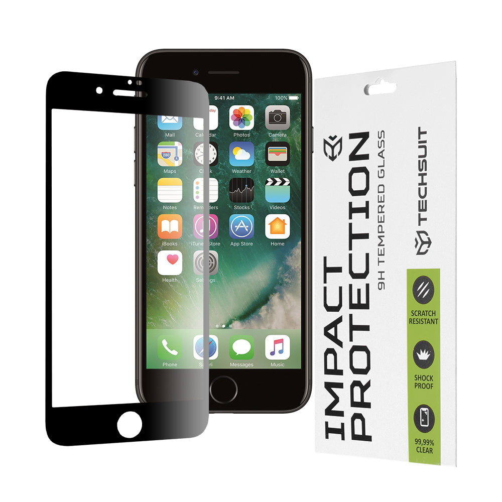 Zaštitna folija za ekran Techsuit za Apple iPhone SE (2022) / SE (2020) / 8 / 7, Kaljeno staklo, Full Glue, 111D, Crna