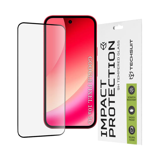 Zaštitna folija za ekran Techsuit za Google Pixel 10a, Kaljeno staklo, Full Glue, 111D, Crna