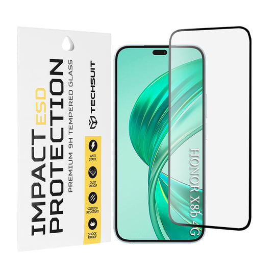 Zaštitna folija za ekran Techsuit za Honor 400 Lite / X8c / X8b, Kaljeno staklo, Full Glue, Crna