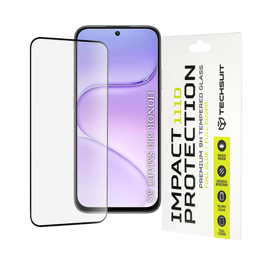 Zaštitna folija za ekran Techsuit za Honor 600 Smart, Kaljeno staklo, Full Glue, 111D, Crna