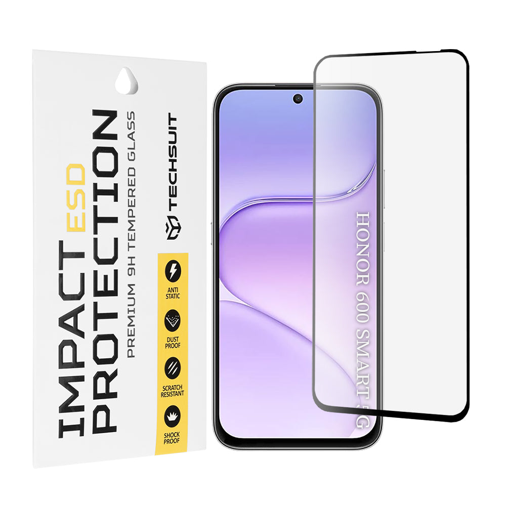 Zaštitna folija za ekran Techsuit za Honor 600 Smart, kaljeno staklo, Full Glue, crna