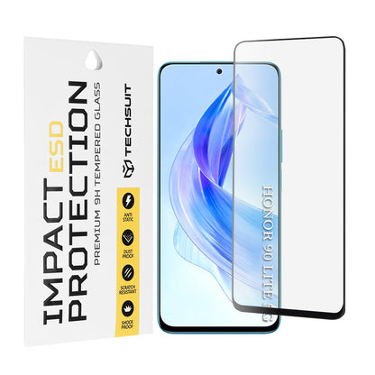 Zaštitna folija za ekran Techsuit za Honor 90 Lite, Kaljeno staklo, Full Glue, Crna