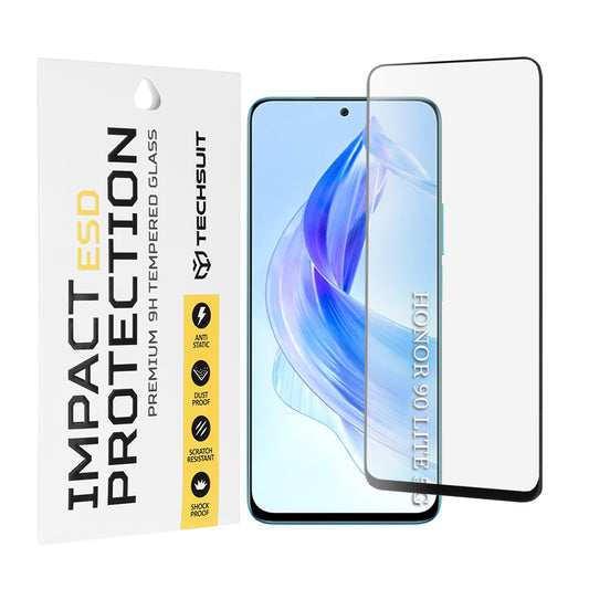 Zaštitna folija za ekran Techsuit za Honor 90 Lite, Kaljeno staklo, Full Glue, Crna