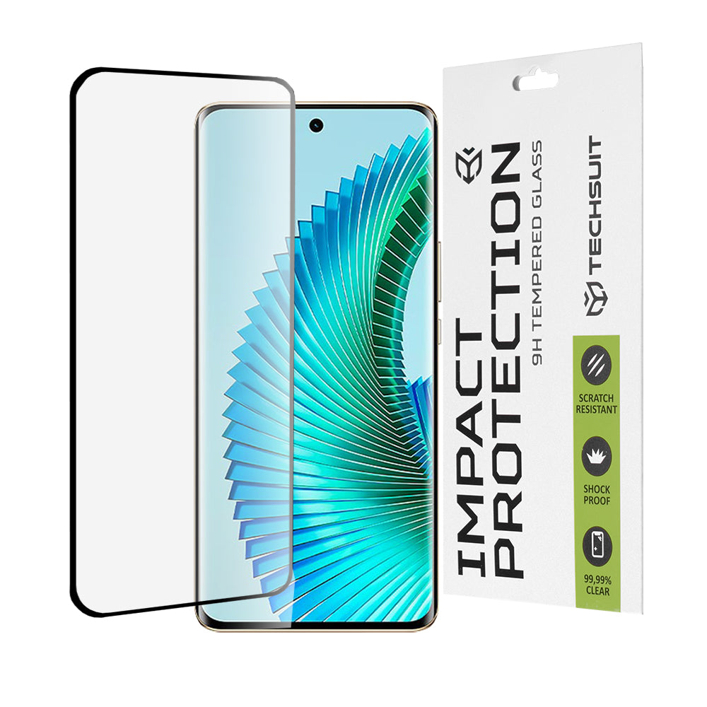 Zaštitna folija za ekran Techsuit za Honor Magic6 Lite, Kaljeno staklo, Full Glue, 111D, Crna