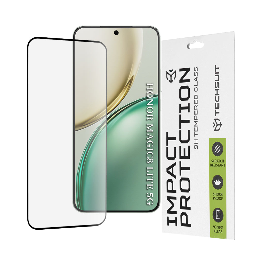 Zaštitna folija za ekran Techsuit za Honor Magic8 Lite, Kaljeno staklo, Full Glue, 111D, Crna