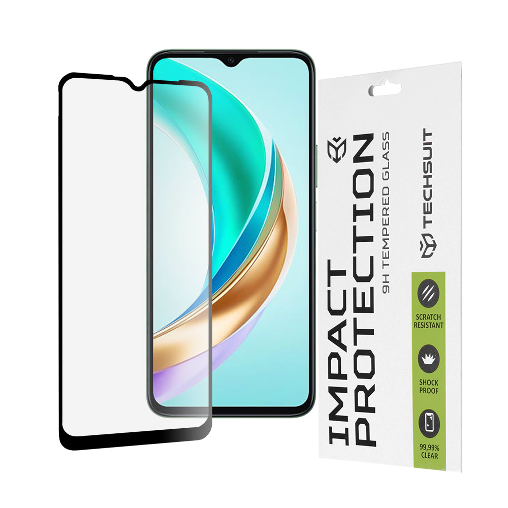 Zaštitna folija za ekran Techsuit za Honor X6b, Kaljeno staklo, Full Glue, 111D, Crna