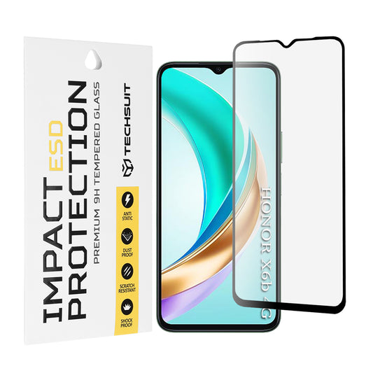 Zaštitna folija za ekran Techsuit za Honor X6b, Kaljeno staklo, Full Glue, Crna
