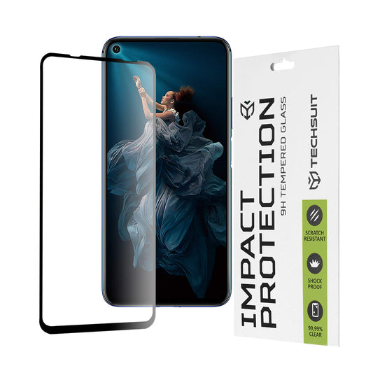 Zaštitna folija za ekran Techsuit za Huawei Mate 30 Lite / nova 5T / Honor 20 / 20 Pro, Kaljeno staklo, Full Glue, 111D, Crna