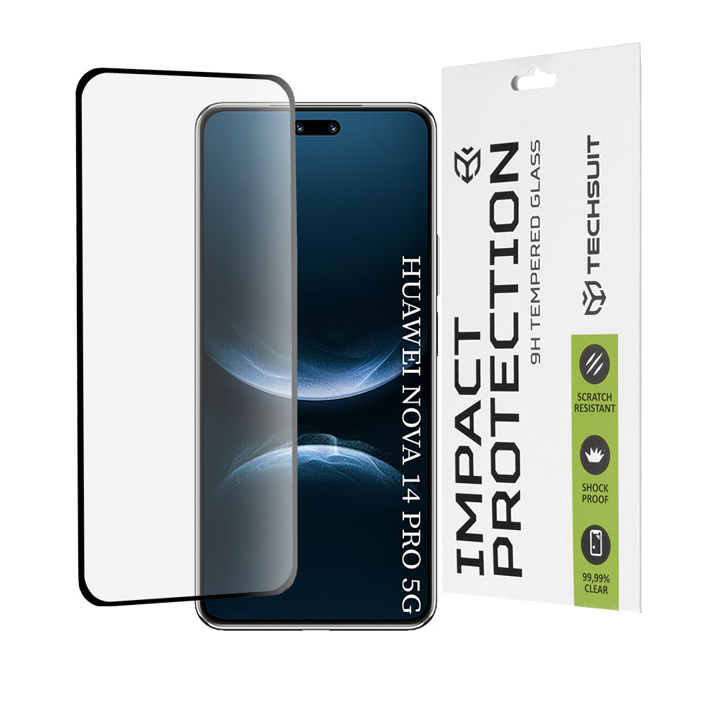 Folija za zaštitu ekrana Techsuit za Huawei nova 14 Pro, Kaljeno staklo, Full Glue, 111D, Crna