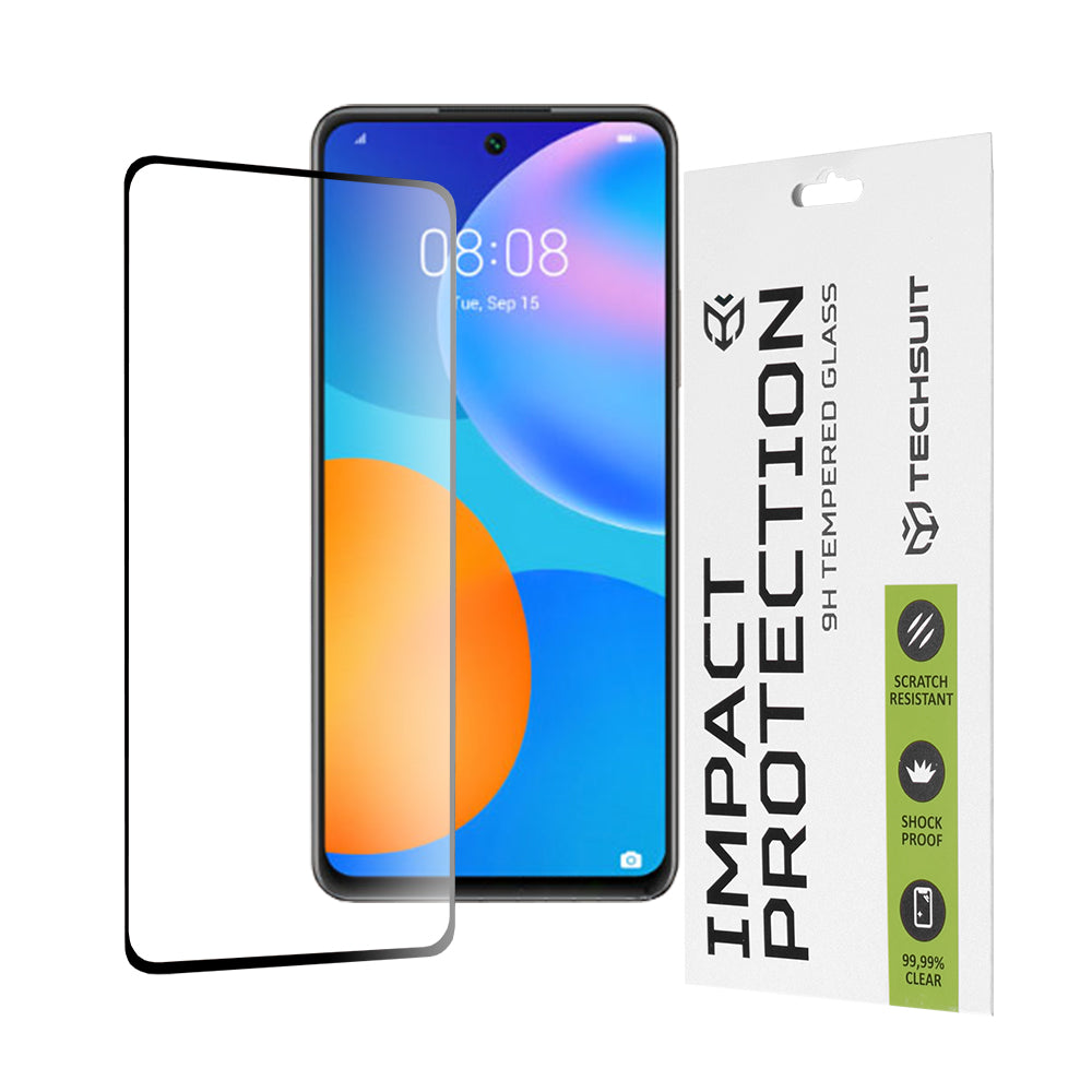 Zaštitna folija za ekran Techsuit za Huawei P smart 2021, Kaljeno staklo, Full Glue, 111D, Crna