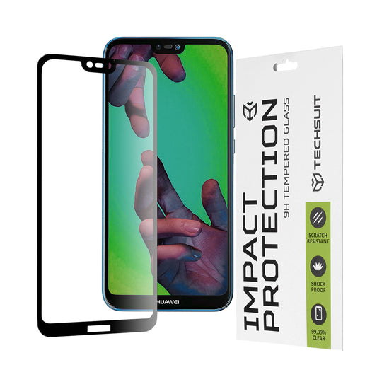 Zaštitna folija za ekran Techsuit za Huawei P20 Lite, Kaljeno staklo, Full Glue, 111D, Crna