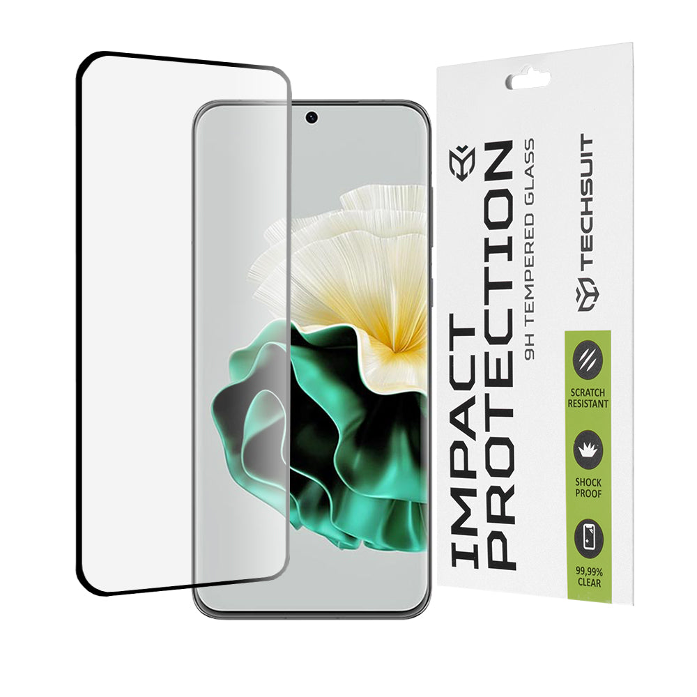 Zaštitna folija za ekran Techsuit za Huawei P60, Kaljeno staklo, Full Glue, 111D, Crna