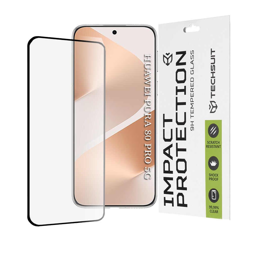Zaštitna folija za ekran Techsuit za Huawei Pura 80 Pro, Kaljeno staklo, Full Glue, 111D, Crna