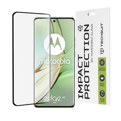 Zaštitna folija za ekran Techsuit za Motorola Edge (2023) / Edge 40, Kaljeno staklo, Full Glue, 111D, Crna