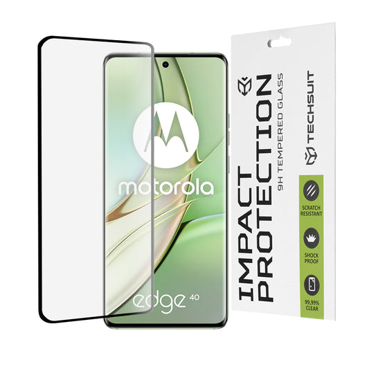 Zaštitna folija za ekran Techsuit za Motorola Edge (2023) / Edge 40, Kaljeno staklo, Full Glue, 111D, Crna