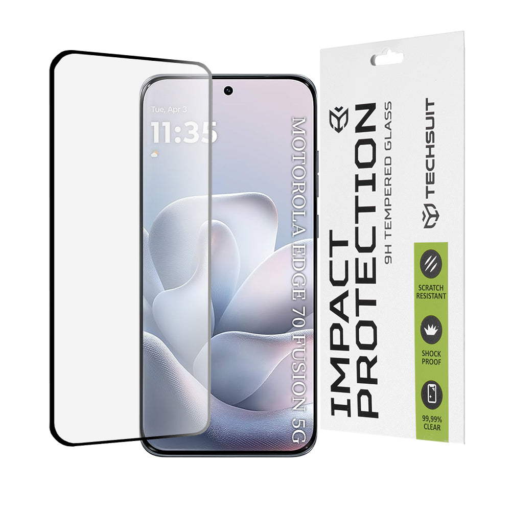 Folija za zaštitu ekrana Techsuit za Motorola Edge 70 Fusion, Kaljeno staklo, Full Glue, 111D, Crna