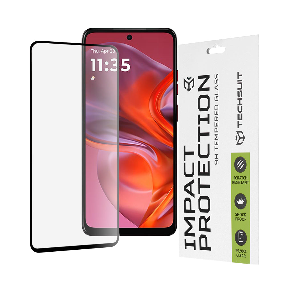 Zaštitna folija za ekran Techsuit za Motorola Moto E15 / G05, Kaljeno staklo, Full Glue, 111D, Crna