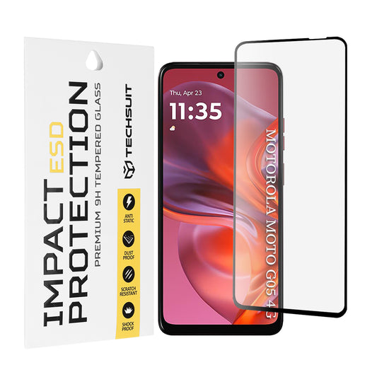 Zaštitna folija za ekran Techsuit za Motorola Moto E15 / G05, Kaljeno staklo, Full Glue, Crna