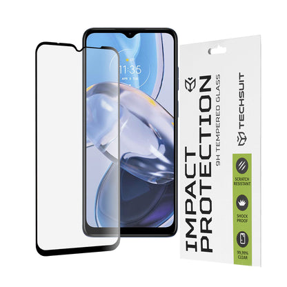 Zaštitna folija za ekran Techsuit za Motorola Moto E22i / E22, Kaljeno staklo, Full Glue, 111D, Crna