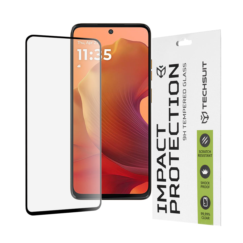 Zaštitna folija za ekran Techsuit za Motorola Moto G15 / G15 Power, Kaljeno staklo, Full Glue, 111D, Crna