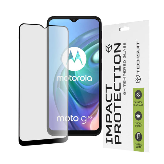 Zaštitna folija za ekran Techsuit za Motorola Moto G30 / G20 / G10 / E7 Plus / G9 Play, Kaljeno staklo, Full Glue, 111D, Crna
