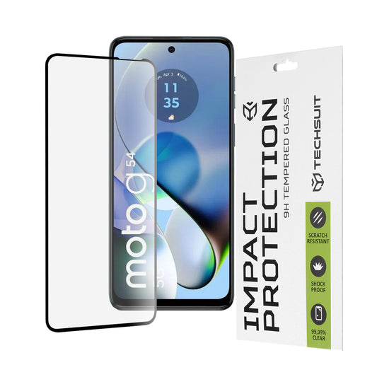 Zaštitna folija za ekran Techsuit za Motorola Moto G64 / G54 Power Edition / G14 / G54, Kaljeno staklo, Full Glue, 111D, Crna