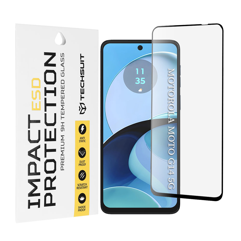 Zaštitna folija za ekran Techsuit za Motorola Moto G64 / G54 Power Edition / G14 / G54, Kaljeno staklo, Full Glue, Crna