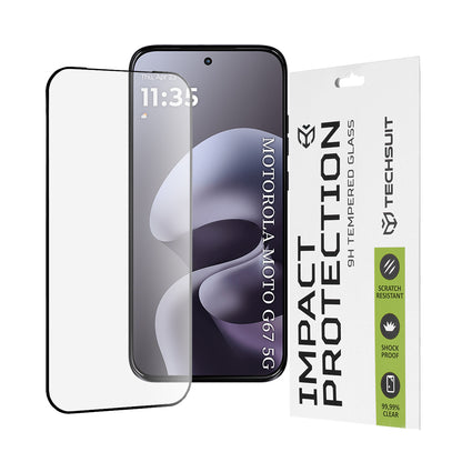 Folija za zaštitu ekrana Techsuit za Motorola Moto G77 / G67, Kaljeno staklo, Full Glue, 111D, Crna