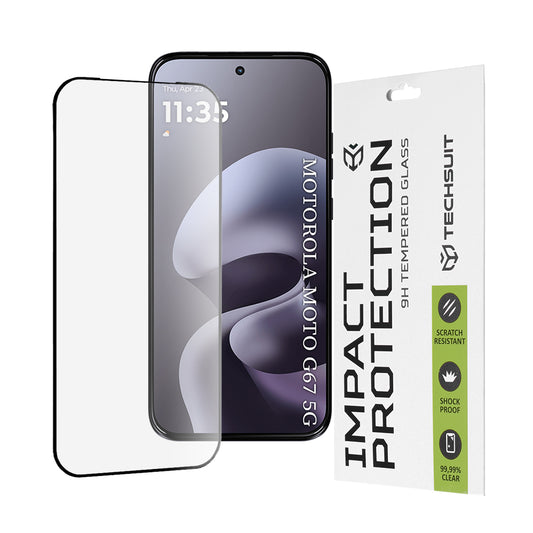 Folija za zaštitu ekrana Techsuit za Motorola Moto G77 / G67, Kaljeno staklo, Full Glue, 111D, Crna