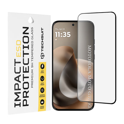 Zaštitna folija za ekran Techsuit za Motorola Moto G77 / G67, Kaljeno staklo, Full Glue, Crna