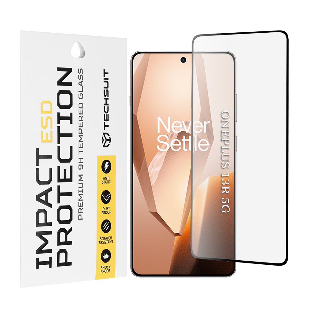 Zaštitna folija za ekran Techsuit za OnePlus 13R, Kaljeno staklo, Full Glue, Crna