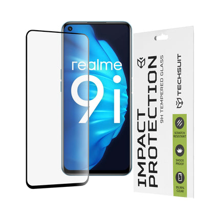 Zaštitna folija za ekran Techsuit za OnePlus Nord CE 2 Lite 5G / Realme Narzo 50 / 9 5G / 9i / 9 Pro, Kaljeno staklo, Full Glue, 111D, Crna