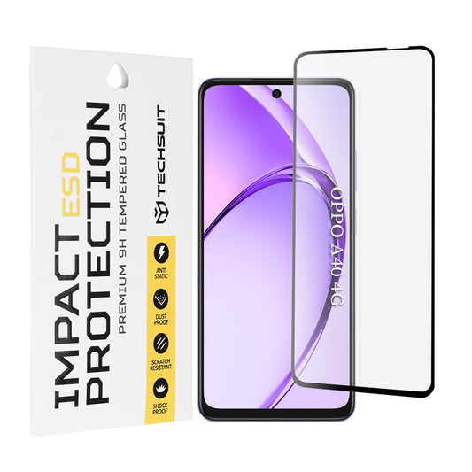 Zaštitna folija za ekran Techsuit za Oppo A3 4G / A3 5G, Kaljeno staklo, Full Glue, Crna