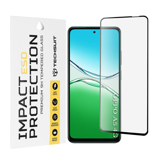 Zaštitna folija za ekran Techsuit za Oppo A5 4G / A5 5G, Kaljeno staklo, Full Glue, Crna