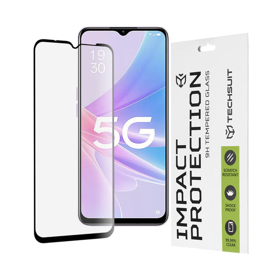 Zaštitna folija za ekran Techsuit za Oppo A58 5G / A78 5G, Kaljeno staklo, Full Glue, 111D, Crna