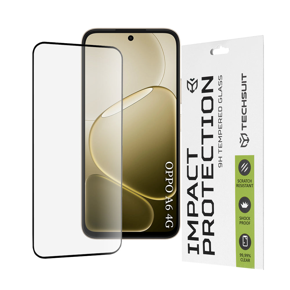 Zaštitna folija za ekran Techsuit za Oppo A6 4G, Kaljeno staklo, Full Glue, 111D, Crna