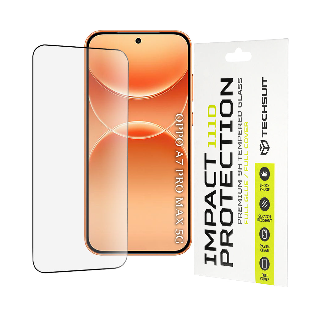 Techsuit zaštitna folija za ekran za Oppo A7 Pro Max, kaljeno staklo, Full Glue, 111D, crna