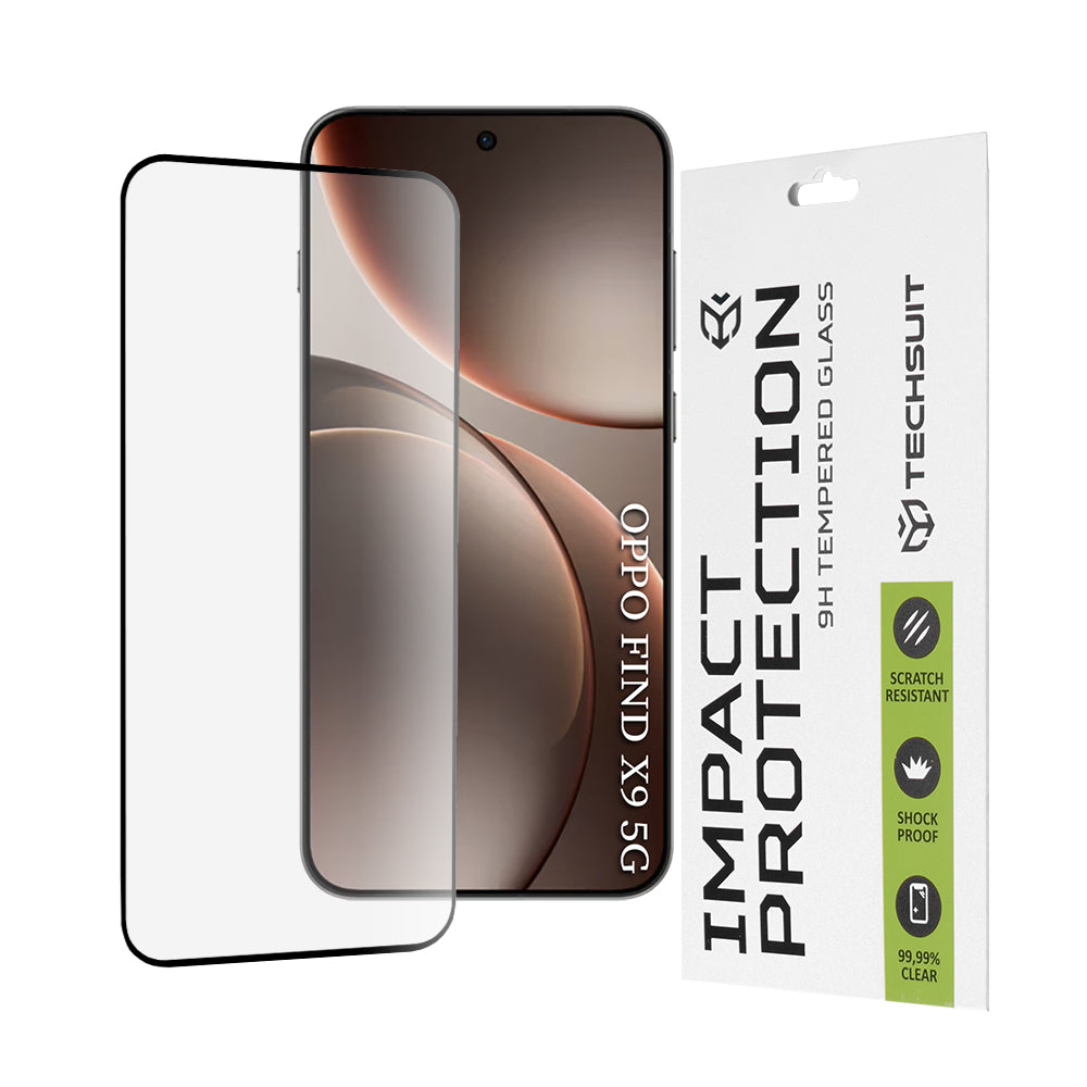 Folija za zaštitu ekrana Techsuit za Oppo Find X9, Kaljeno staklo, Full Glue, 111D, Crna